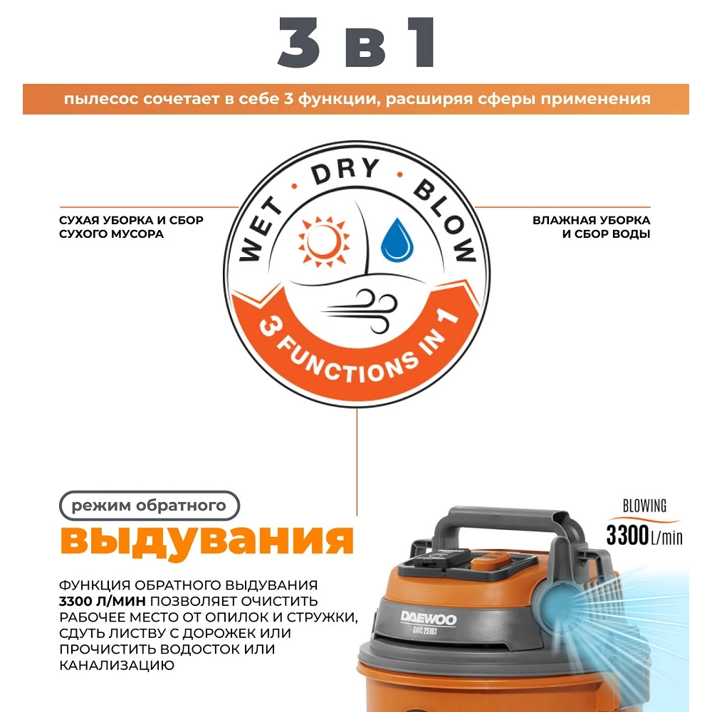 Пылесос Daewoo DAVC 2516S 12