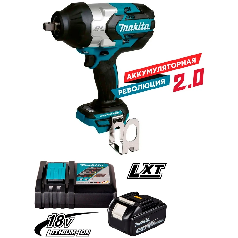 Гайковерт Makita DTW1004Z+191A25-2 (BL1830B+DC18RC) 1