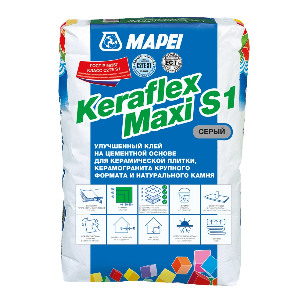Клей Mapei Клей для тяжелой плитки Keraflex Maxi, серый 25 кг 1