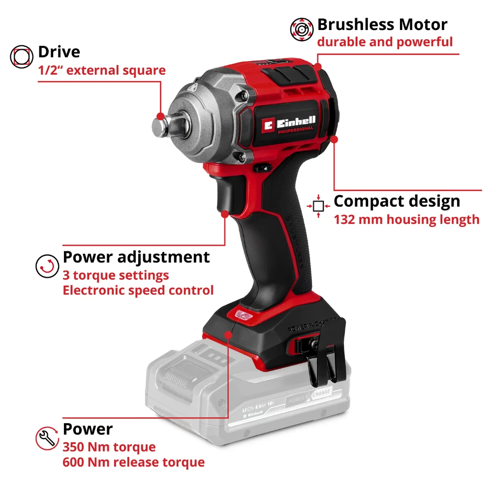 Гайковерт Einhell Germany AG TP-CW 18/350-C Li BL (451005542) 2