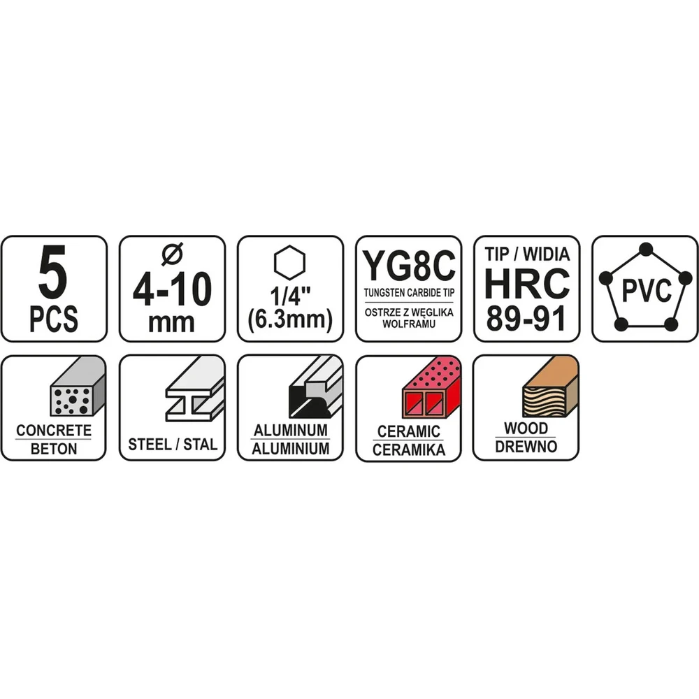 Набор сверл YATO YT-44789 4