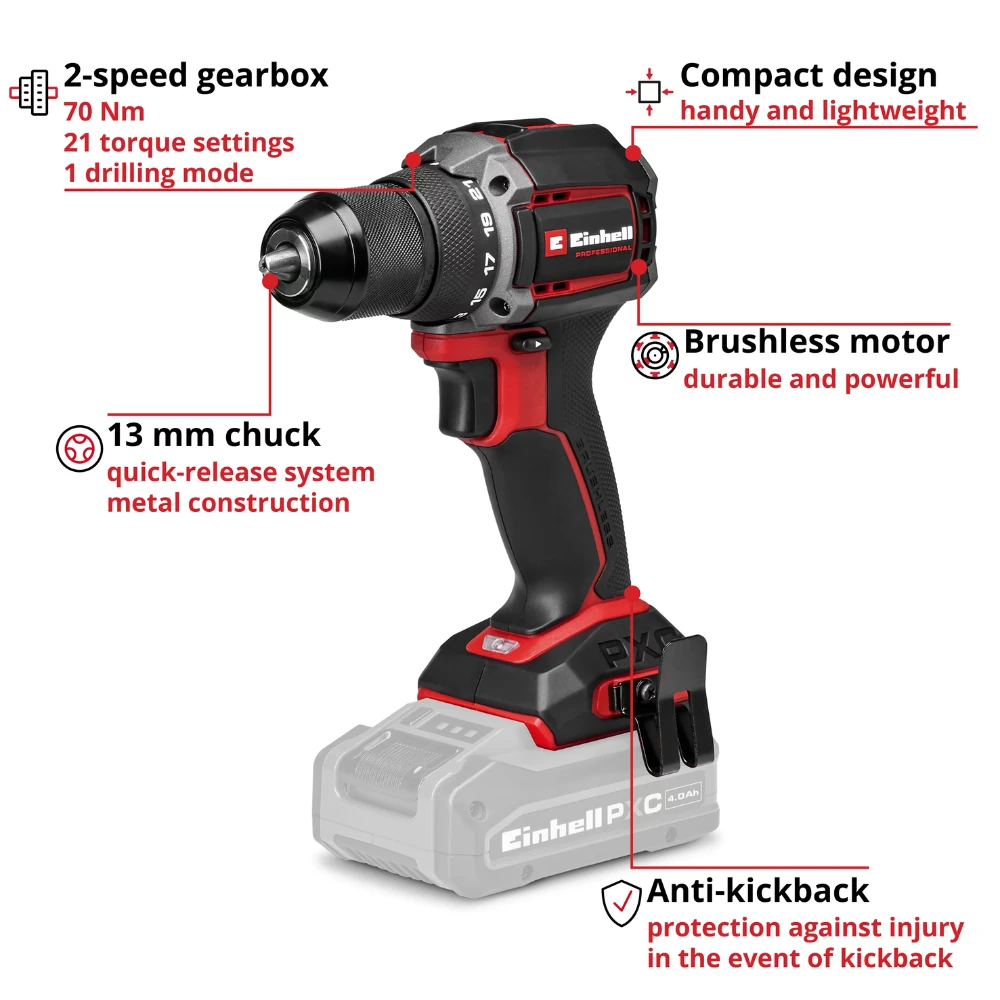 Дрель Einhell Germany AG TP-CD 18/70-C Li BL (451433597) 6