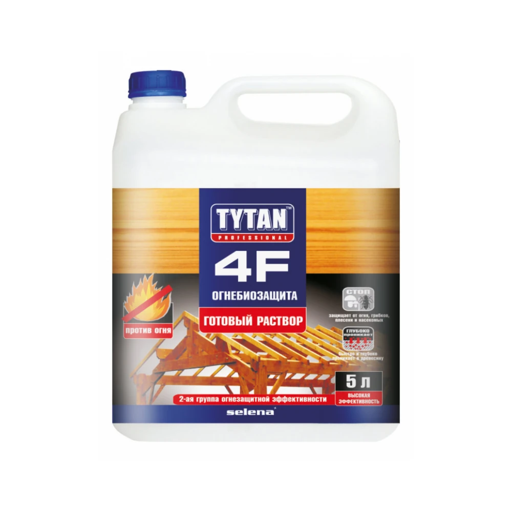 Огнебиозащита Selena TYTAN 4F огнебиозащита (готовый раствор) красный 10л  1
