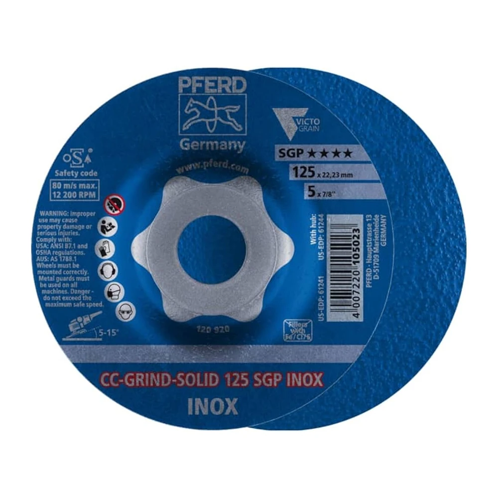 Круг шлифовальный Pferd CC-GRIND SOLID 125 SGP INOX 1